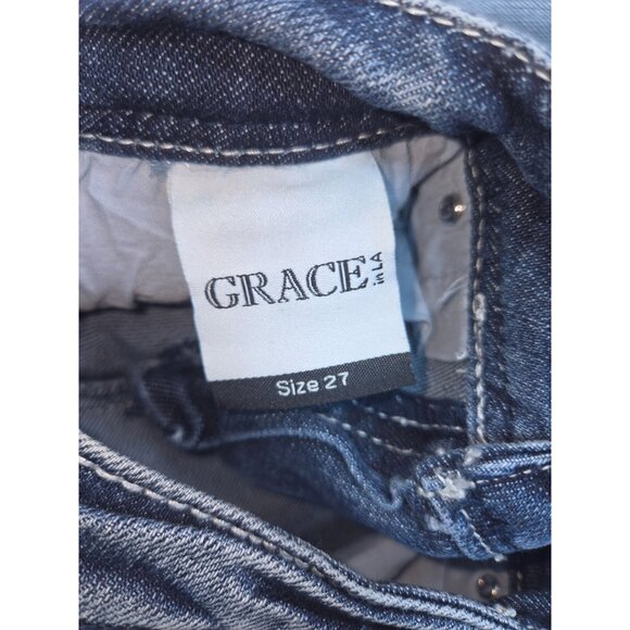 Grace In LA Womens Western Skinny Jeans 27 -30x31 Embellished Cross Back Pocket - Picture 6 of 13